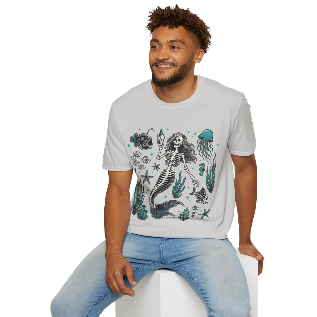 Mermaid Skeleton Tee — Gothic Sea Creature Graphic T-Shirt