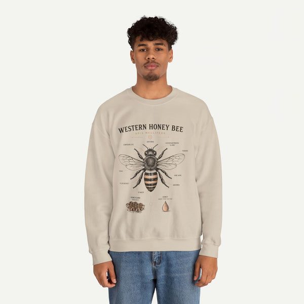 Western Honey Bee Sweatshirt — Vintage Bee Anatomy Graphic