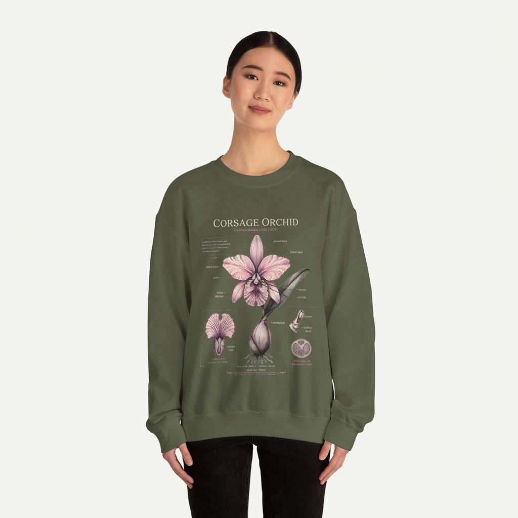 Corsage Orchid Sweatshirt — Botanical Anatomy Floral Crewneck