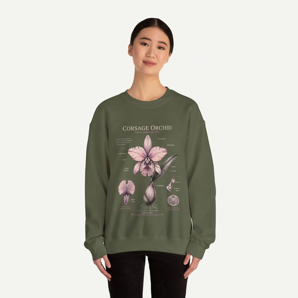 Corsage Orchid Sweatshirt — Botanical Anatomy Floral Crewneck