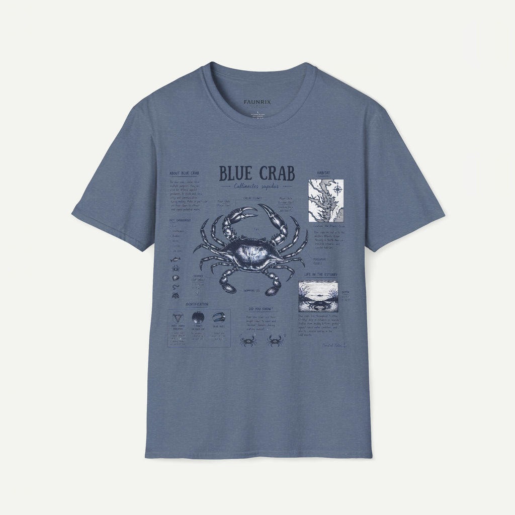 Blue Crab Anatomy T-Shirt — Nautical Vintage Marine Illustration Tee