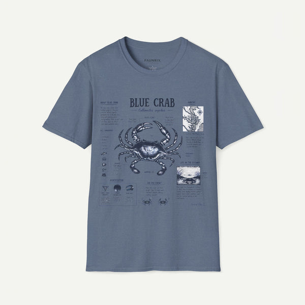 Blue Crab Anatomy T-Shirt — Nautical Vintage Marine Illustration Tee