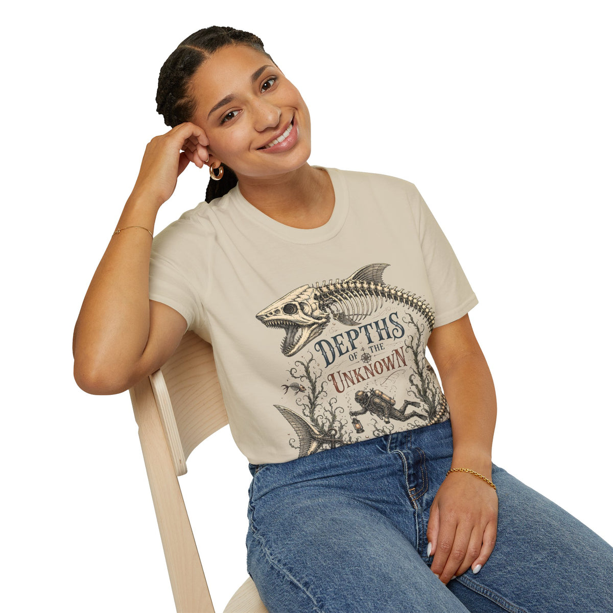 Depths of the Unknown Fish Skeleton T-Shirt