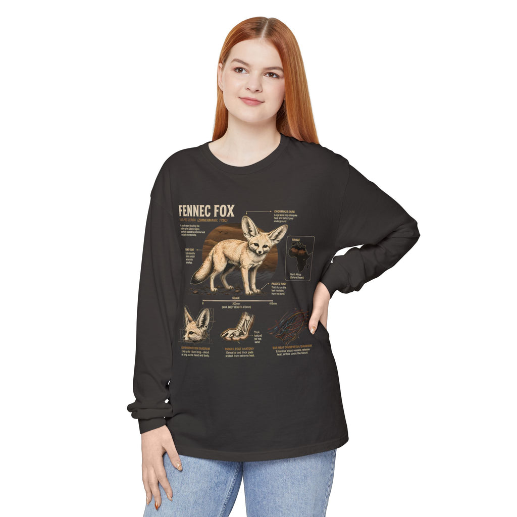 Fennec Fox Anatomy Long Sleeve Tee — Wildlife Anatomy Graphic Shirt