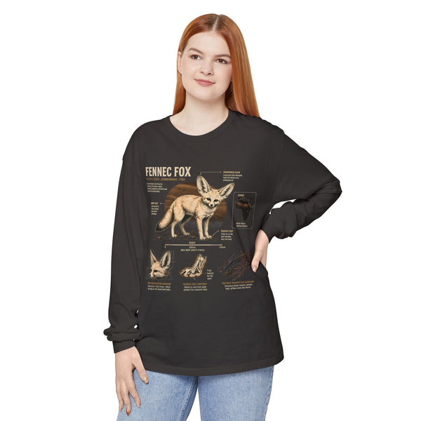 Fennec Fox Anatomy Long Sleeve Tee — Wildlife Anatomy Graphic Shirt