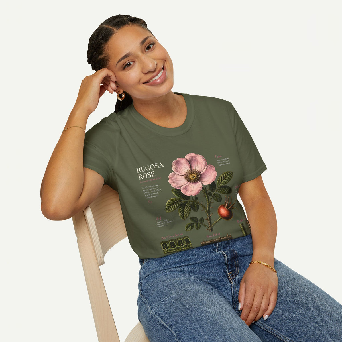 Botanical Rose Anatomy T-Shirt – Vintage Floral Illustration Tee