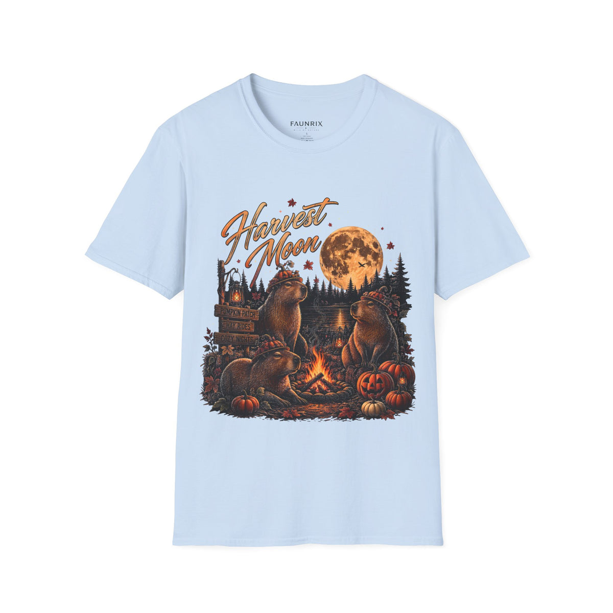 Harvest Moon T-Shirt — Autumn Campfire Bear Forest Tee Main image