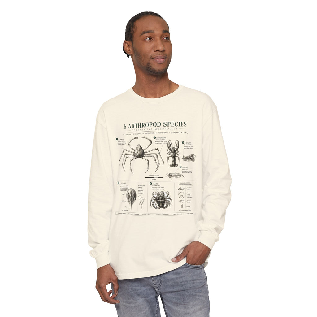 Arthropod Species Chart Long Sleeve Tee — Vintage Scientific Insect Diagram Shirt