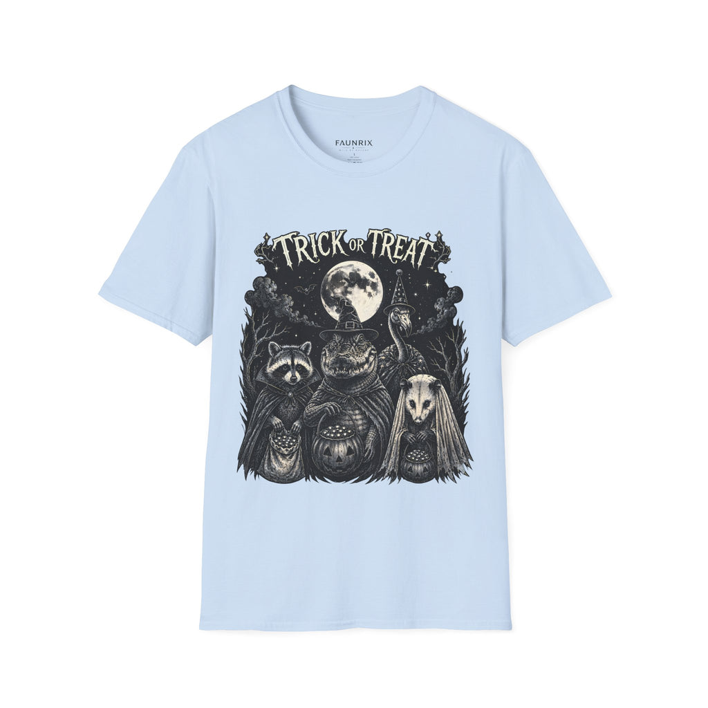 Halloween 'Trick or Treat' T-Shirt — Spooky Moon & Creatures Graphic