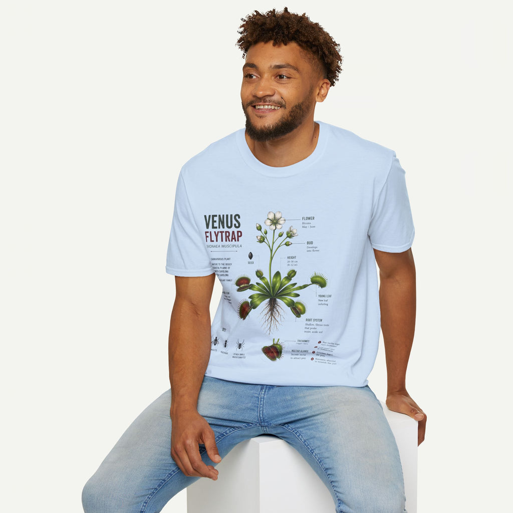 Venus Flytrap Anatomy Botanical T-Shirt – Illustrated Plant Diagram Tee