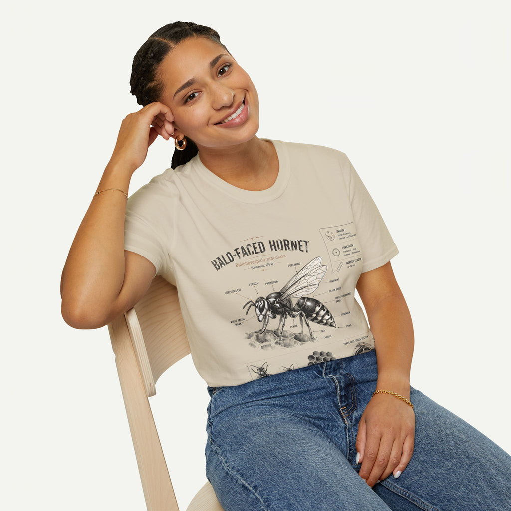 Bald-Faced Hornet Anatomy T-Shirt - Vintage Entomology Illustration