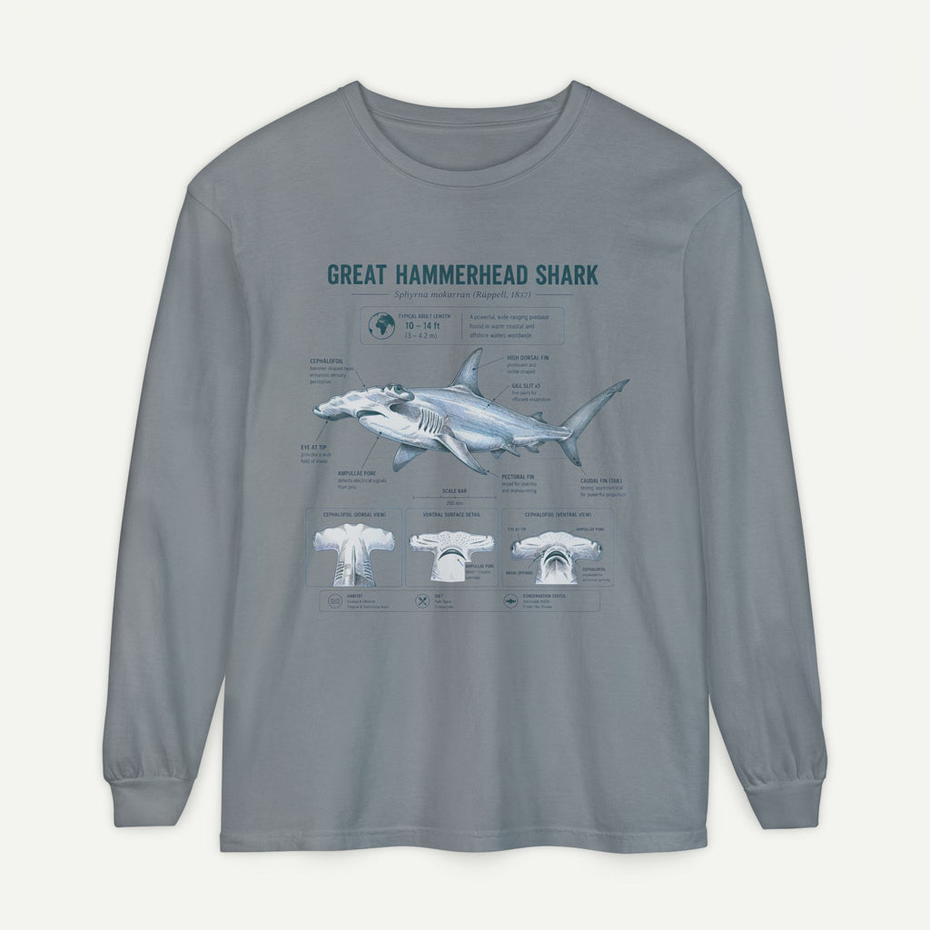 Great Hammerhead Shark Anatomy Long Sleeve Tee