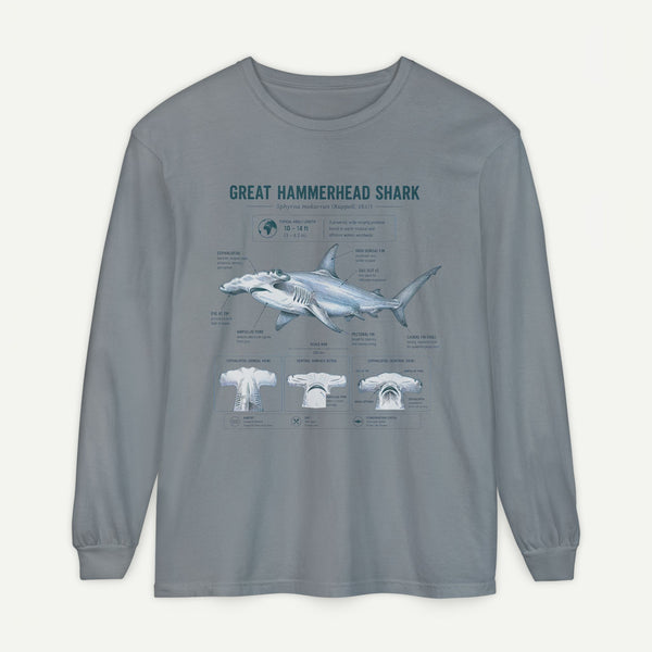 Great Hammerhead Shark Anatomy Long Sleeve Tee