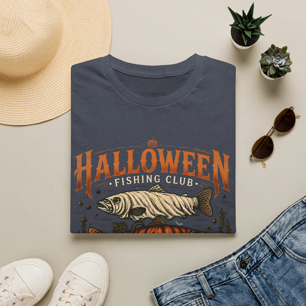Halloween Trout Graphic T‑Shirt — Spooky Fish Pumpkin Design