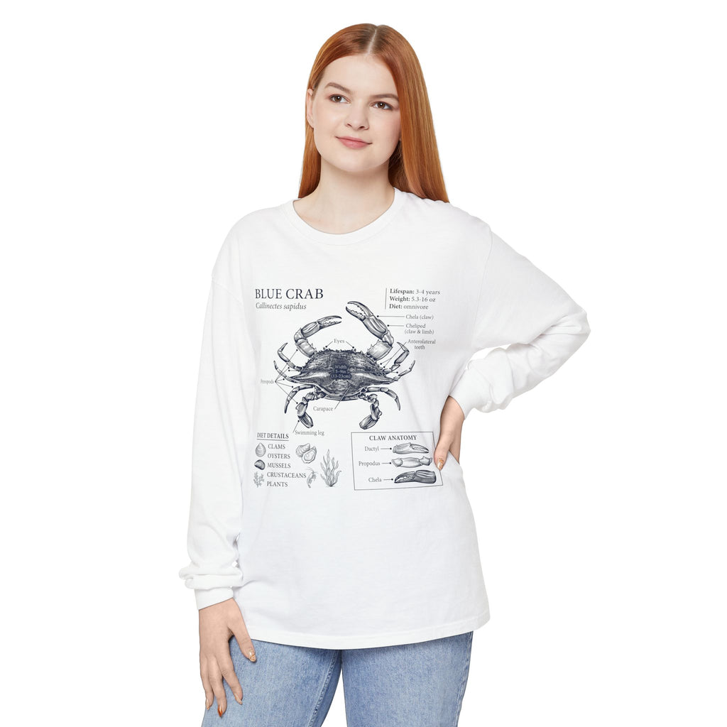 Blue Crab Anatomy Long Sleeve Tee
