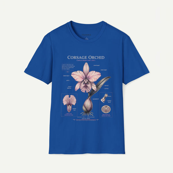 Corsage Orchid T-Shirt — Botanical Floral Diagram Tee