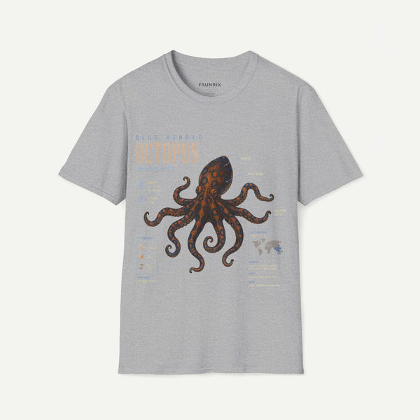 Octopus Anatomy Graphic T-Shirt — Vintage Blue-Ringed Octopus Design