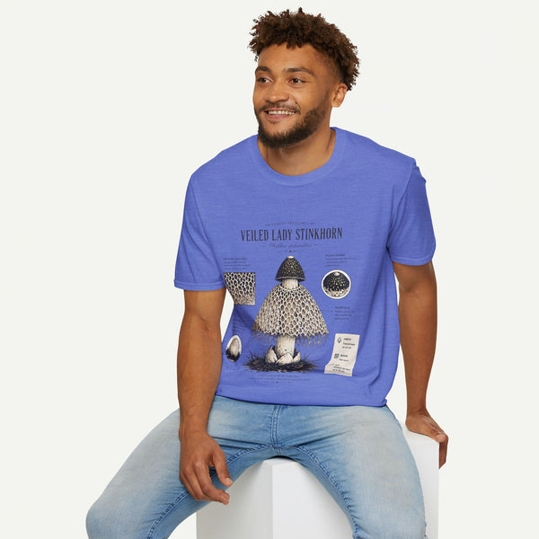 Veiled Lady Stinkhorn Mushroom Tee — Botanical Mycology Anatomy T-Shirt