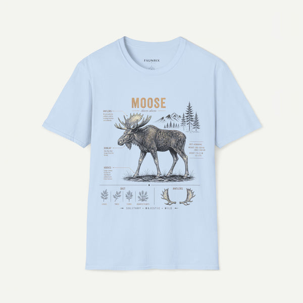 Moose Anatomy T-Shirt — Rustic Woodland Graphic Tee with Moose Design