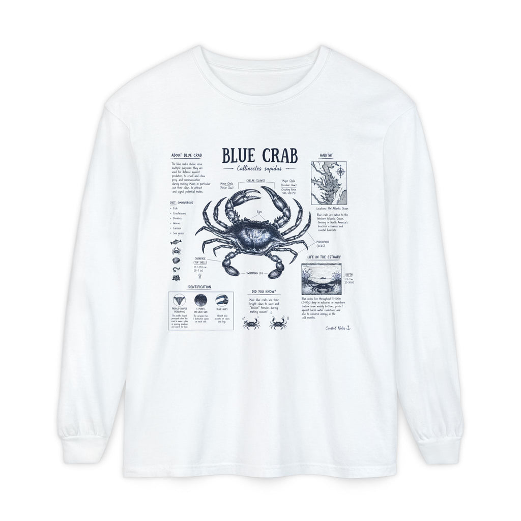 Blue Crab Anatomy Long Sleeve T-Shirt