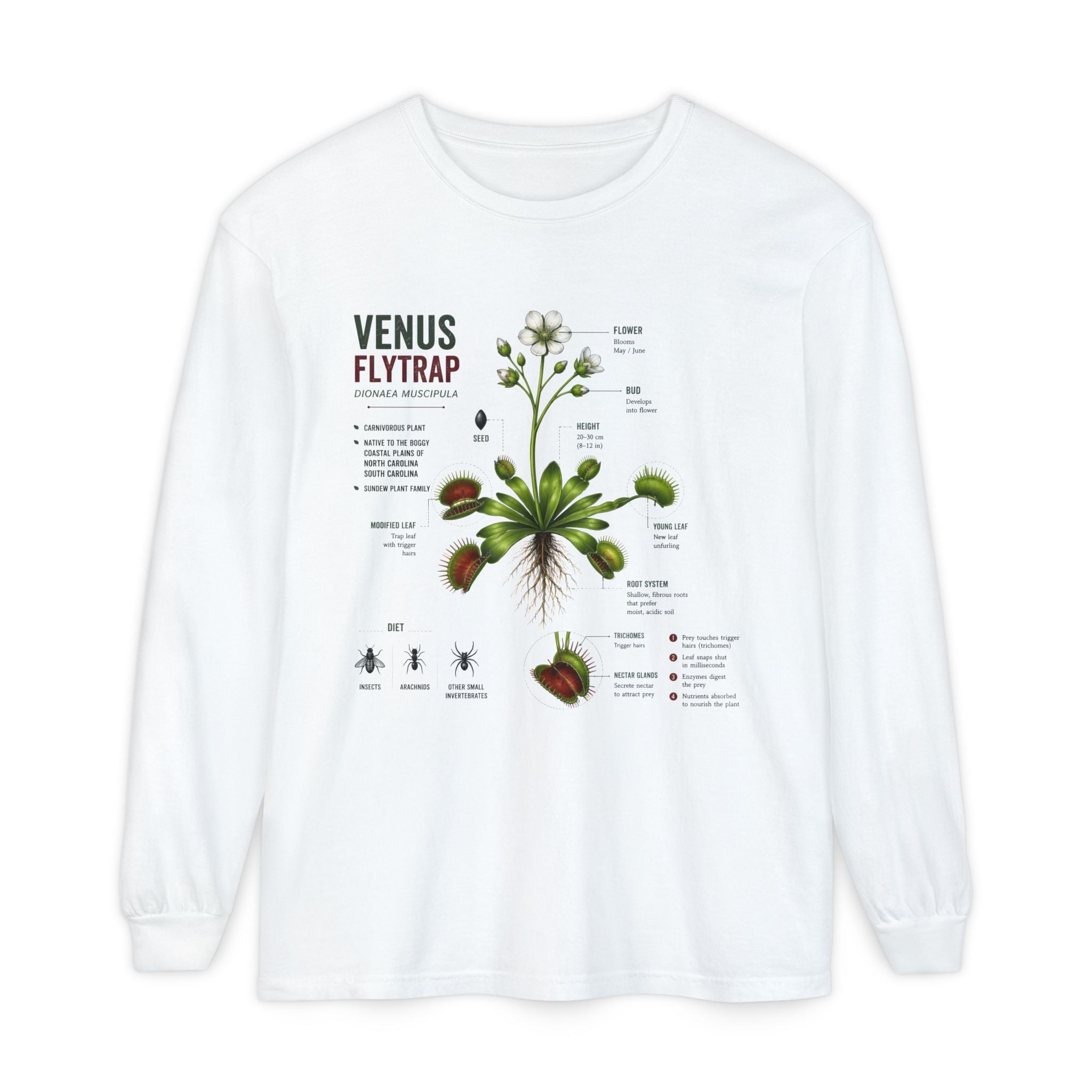 Venus Flytrap Anatomy Long Sleeve Tee — Botanical Science Shirt Secondary image