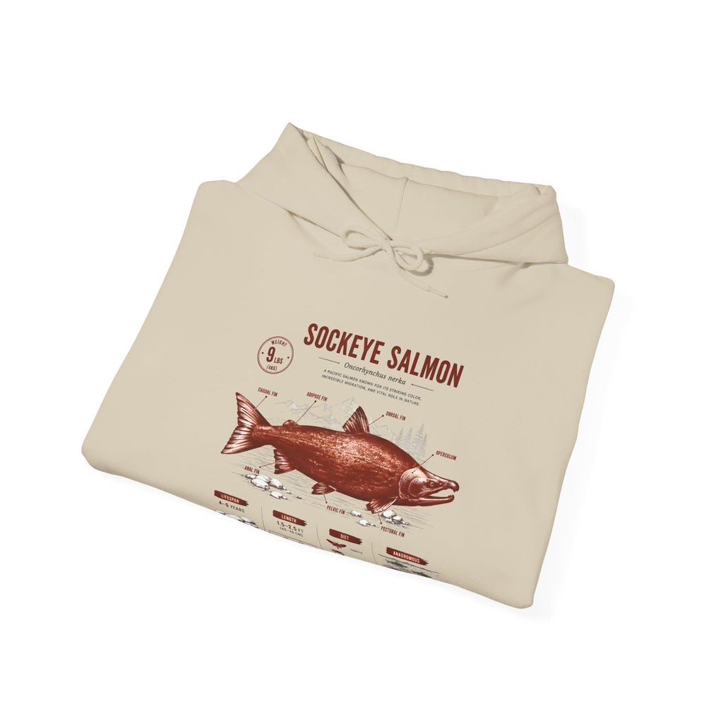 Sockeye Salmon Anatomy Hoodie — Fishing Chart Graphic Sweatshirt