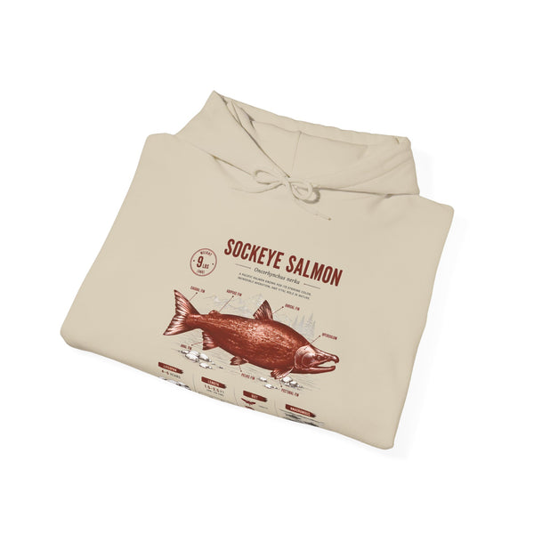 Sockeye Salmon Anatomy Hoodie — Fishing Chart Graphic Sweatshirt