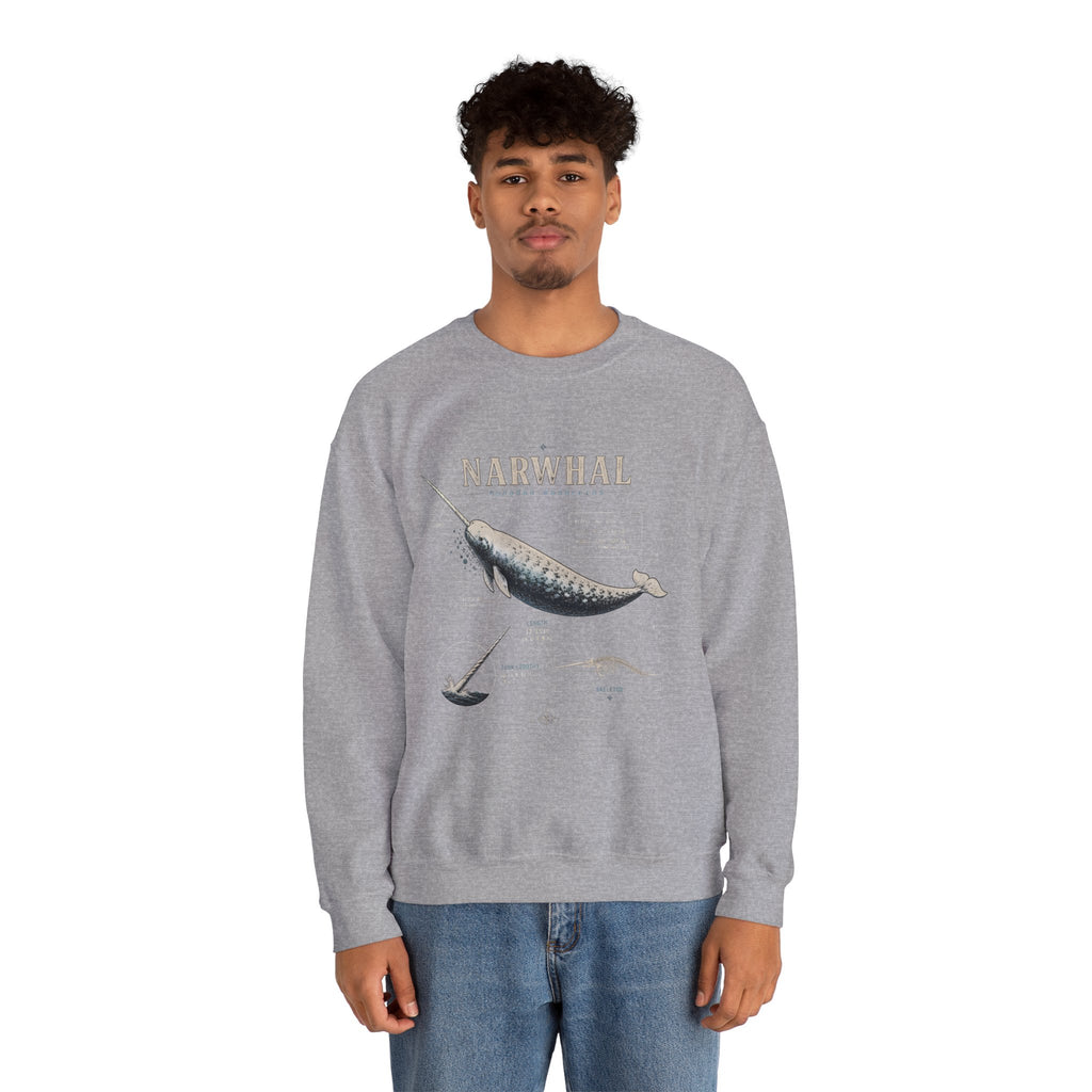 Narwhal Crewneck Sweatshirt - Vintage Sea Mammal Graphic