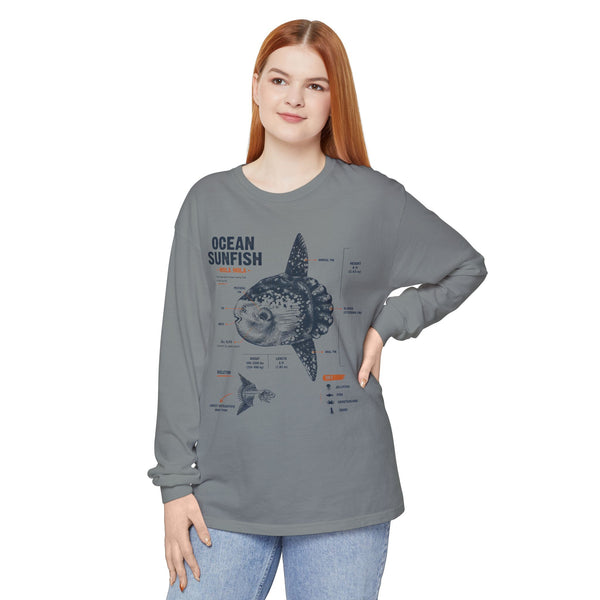 Sunfish Anatomy Long Sleeve Tee — Ocean Sunfish Diagram Shirt