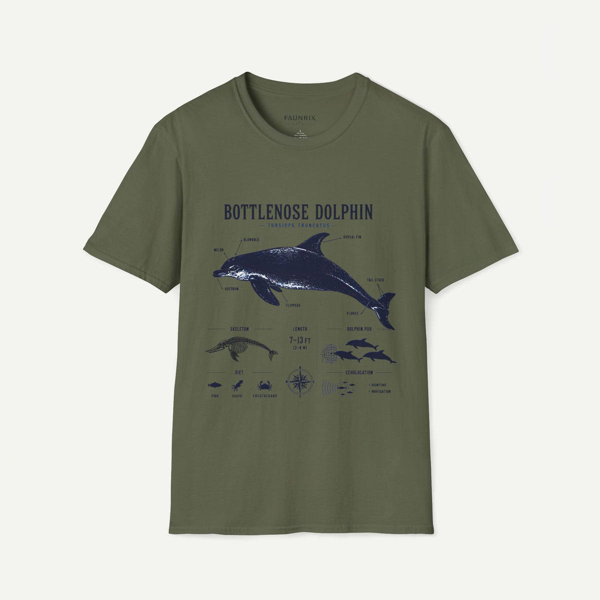 Bottlenose Dolphin Anatomy Tee – Illustrated Marine Life T-Shirt