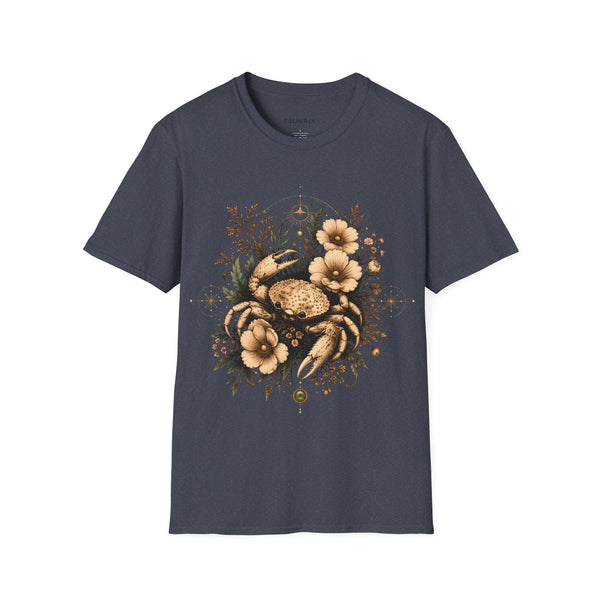 Floral Crab Tee — Vintage Coastal Crab & Wildflower Graphic T-Shirt