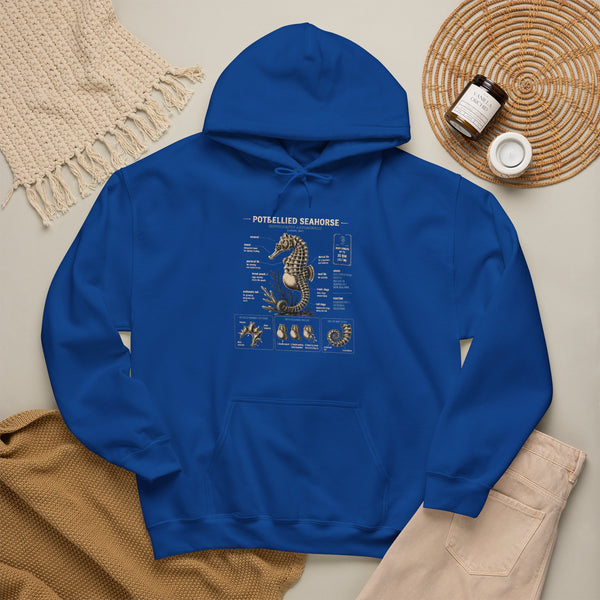 Pocketwatch Seahorse Anatomy Hoodie — Vintage Nautical Illustration Sweatshirt