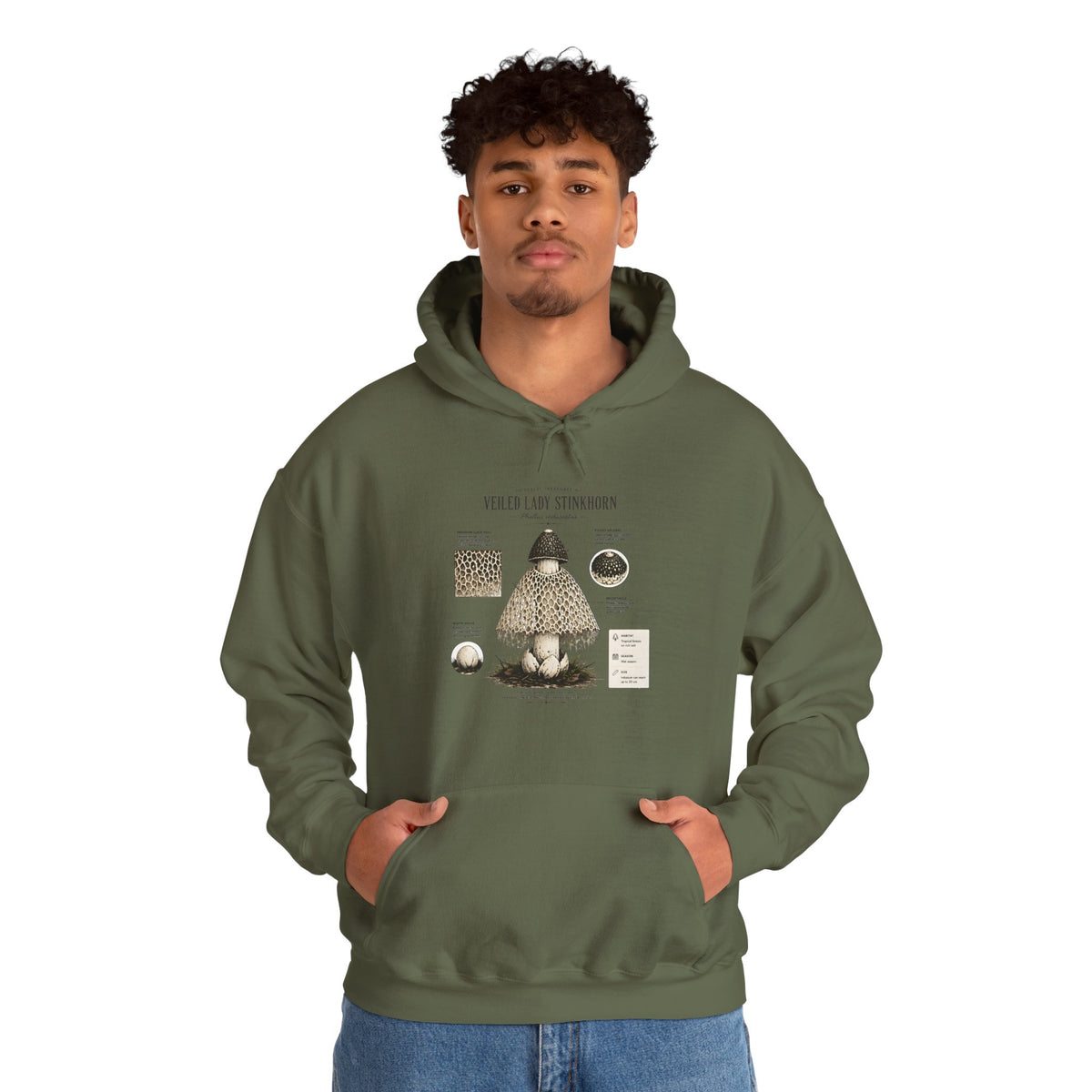 Mushroom Guide Hoodie — Velvet-Lady Stropharia Fungi Illustration Sweatshirt