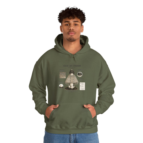 Mushroom Guide Hoodie — Velvet-Lady Stropharia Fungi Illustration Sweatshirt