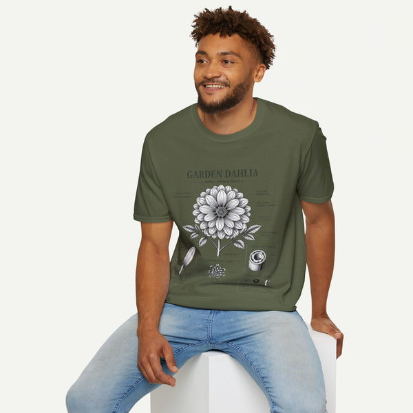 Dahlia Botanical Tee — 'Garden Dahlia' Floral Anatomy T-Shirt