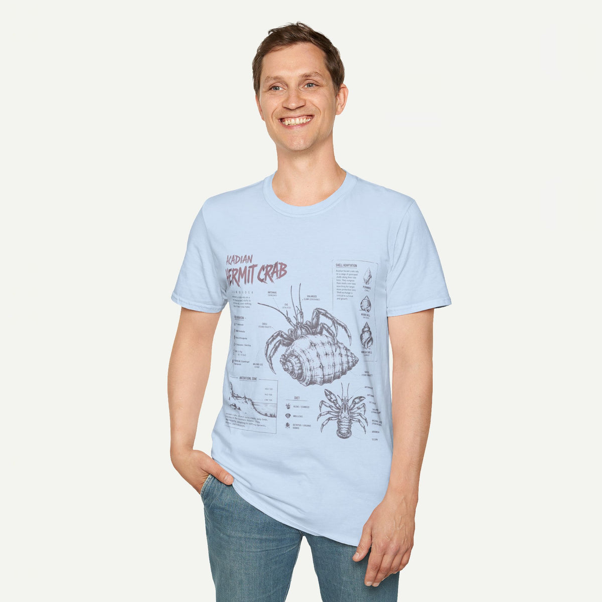 Hermit Crab Anatomy T-Shirt — Acadian Marine Illustration Tee