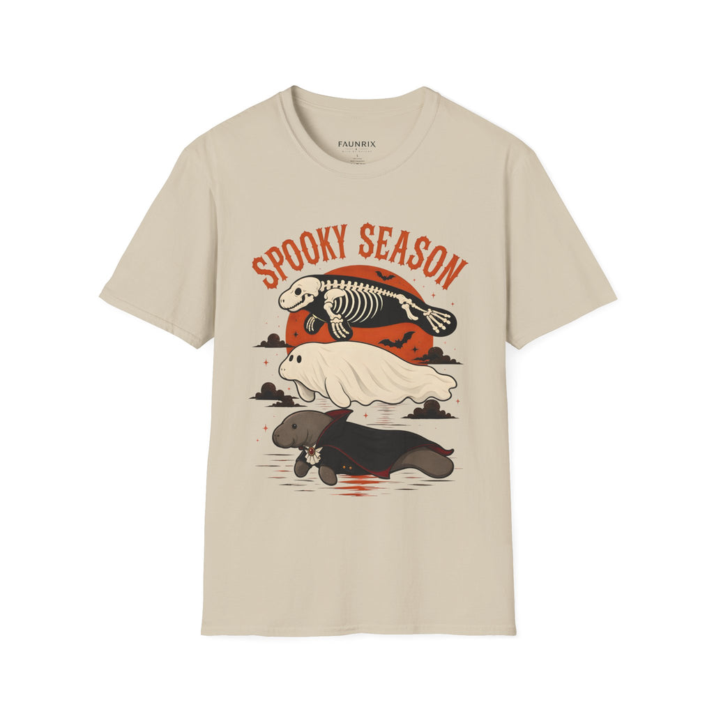 Spooky Season T-Shirt – Retro Skeleton Manatee Halloween Tee