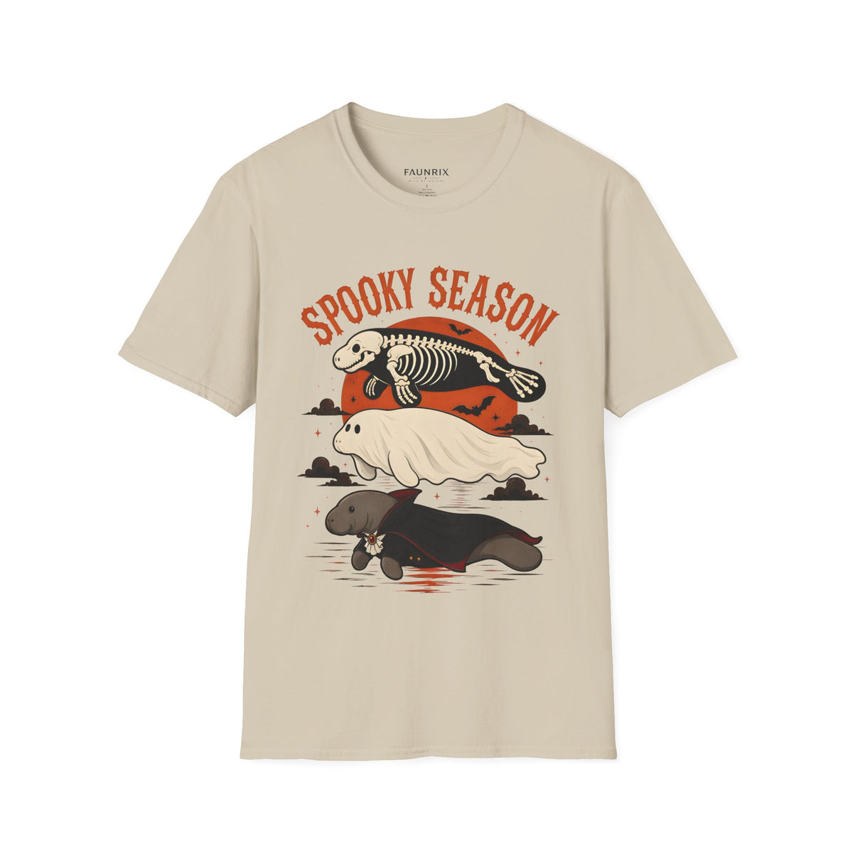 Spooky Season T-Shirt – Retro Skeleton Manatee Halloween Tee