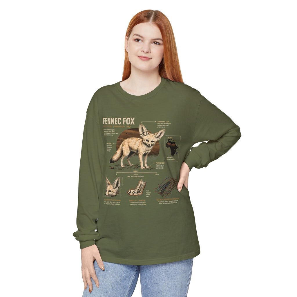 Fennec Fox Anatomy Long Sleeve Tee — Wildlife Anatomy Graphic Shirt