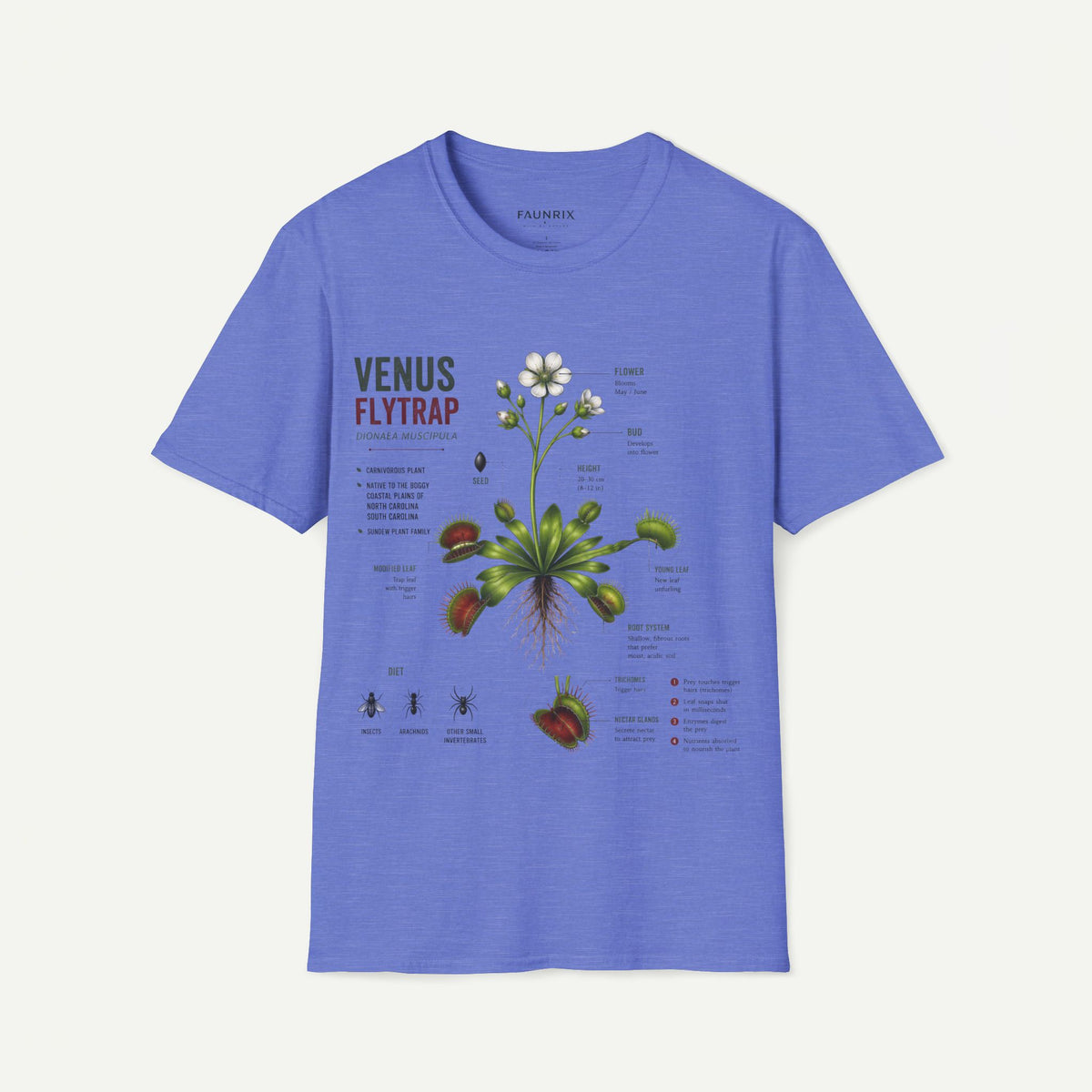 Venus Flytrap Anatomy Botanical T-Shirt – Illustrated Plant Diagram Tee