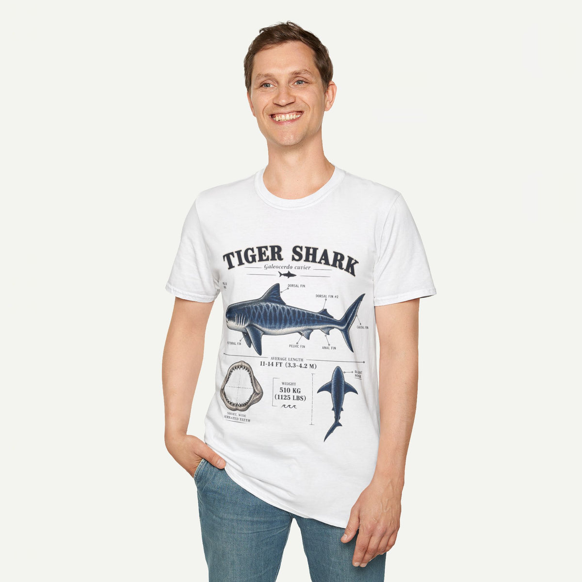 Tiger Shark Anatomy T-Shirt — Vintage Marine Biology Graphic Tee