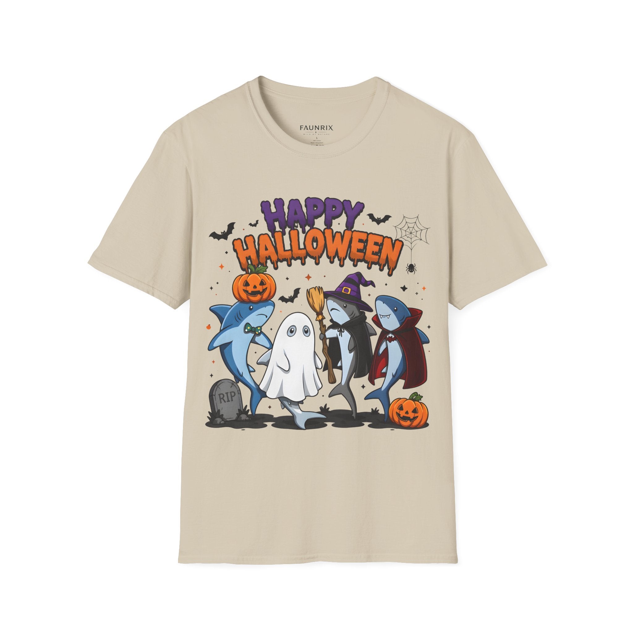 Happy Halloween T-Shirt — Cute Shark, Ghost & Pumpkin Holiday Tee Secondary image