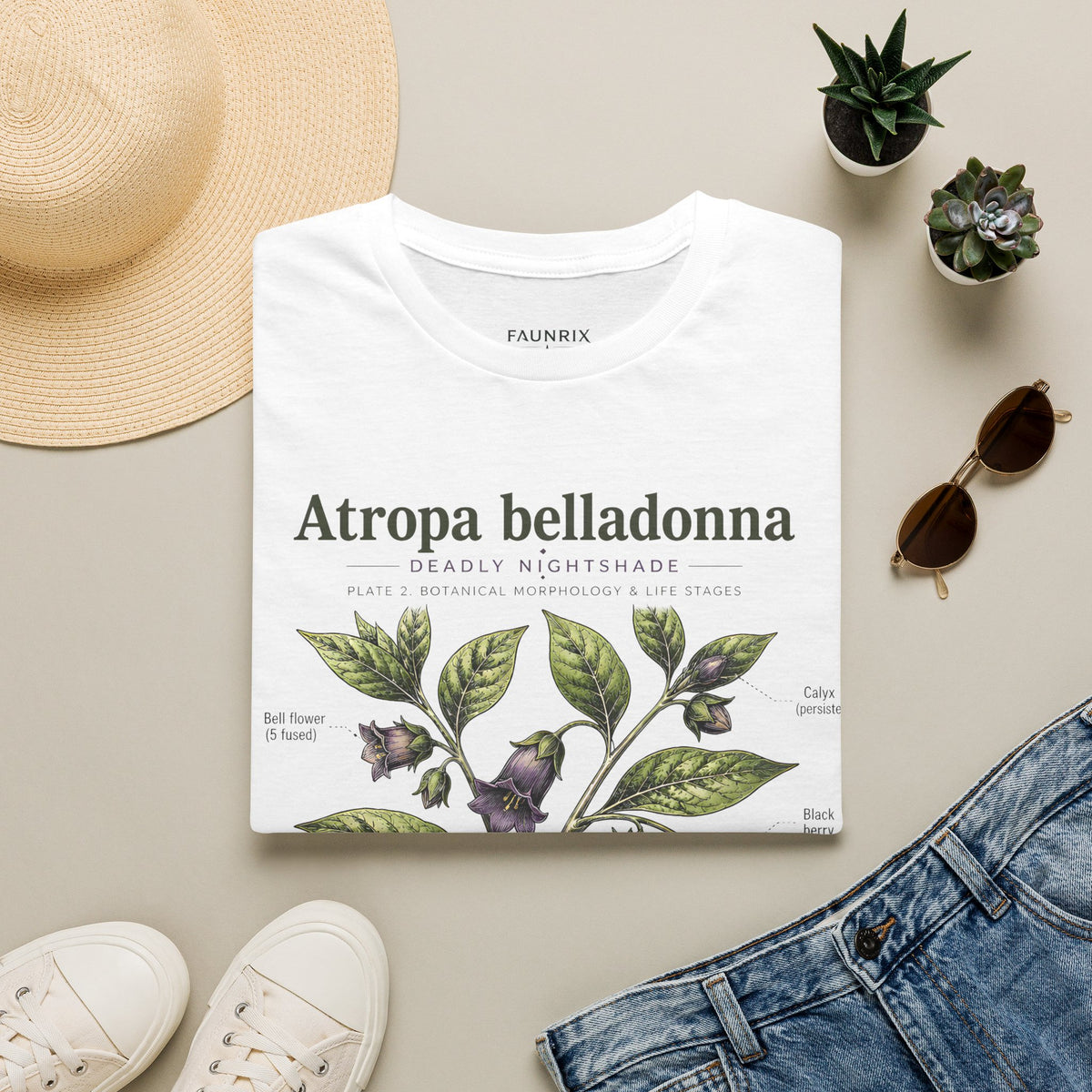 Atropa belladonna Botanical Anatomy T-Shirt — Vintage Deadly Nightshade Illustration