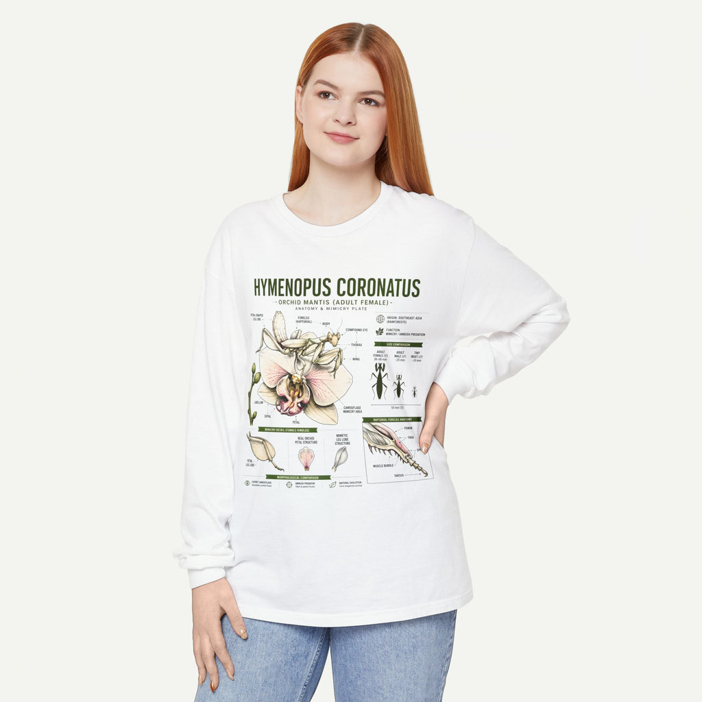 Hymenopus Coronatus Orchid Mantis Illustration Long Sleeve Tee