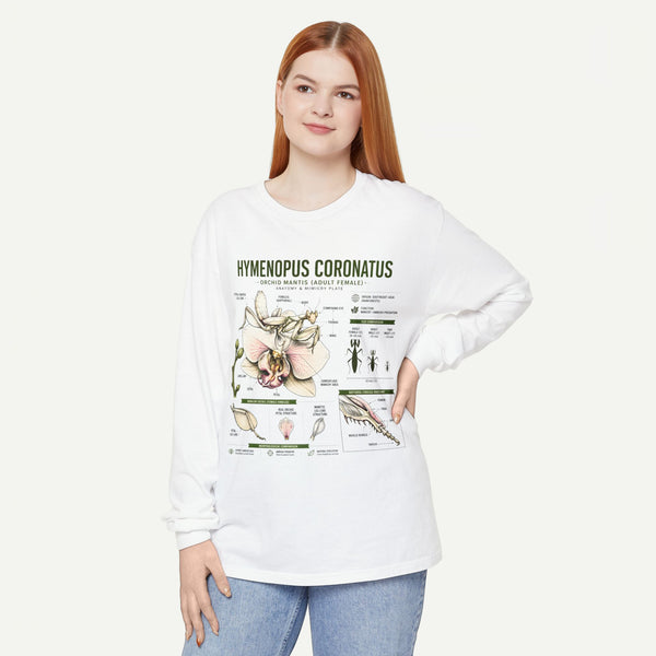 Hymenopus Coronatus Orchid Mantis Illustration Long Sleeve Tee