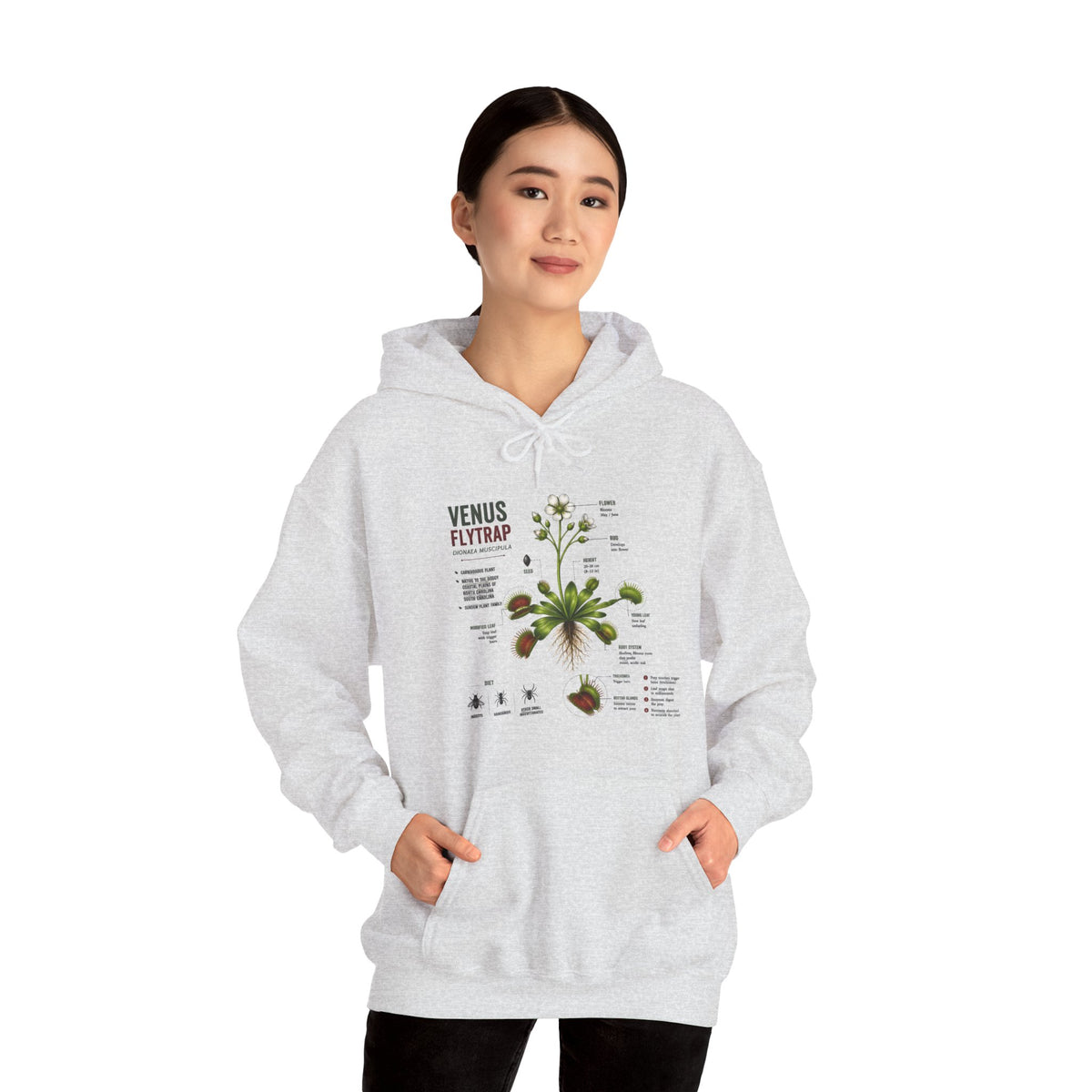 Venus Flytrap Botanical Hoodie – Illustrated Carnivorous Plant Guide