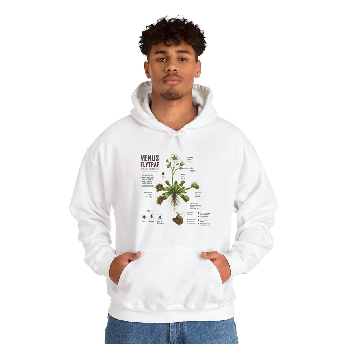 Venus Flytrap Botanical Hoodie – Illustrated Carnivorous Plant Guide