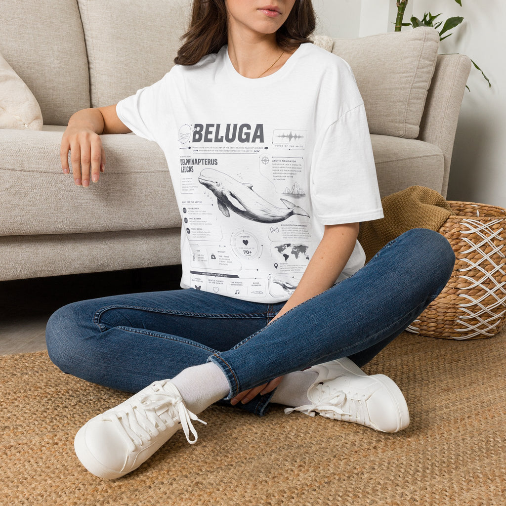 Beluga Whale Anatomy T-Shirt — Marine Life Illustration Tee Delphinapterus leucas