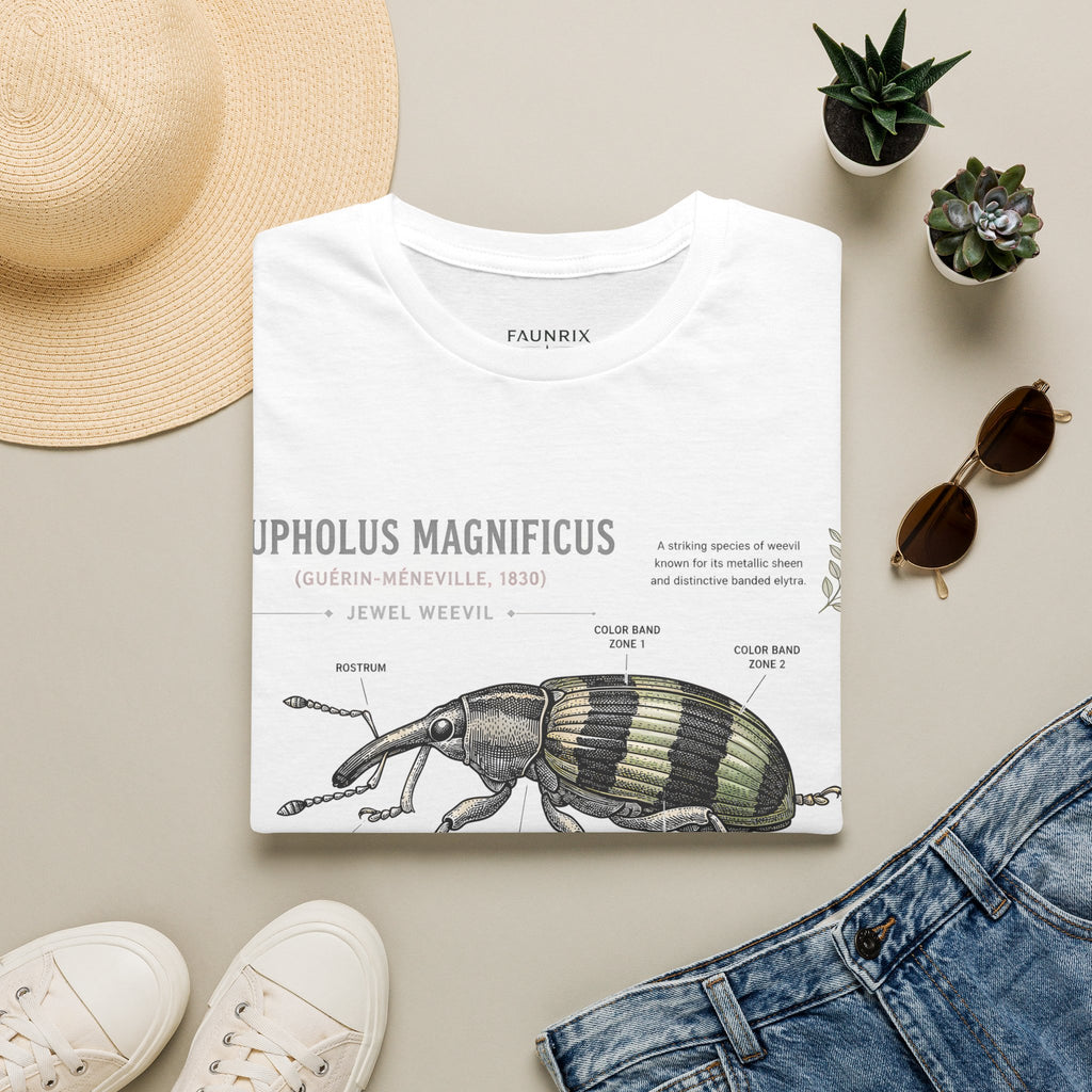 Vintage Botanical Beetle Anatomy T-Shirt — Eupholus Magnificus Illustration