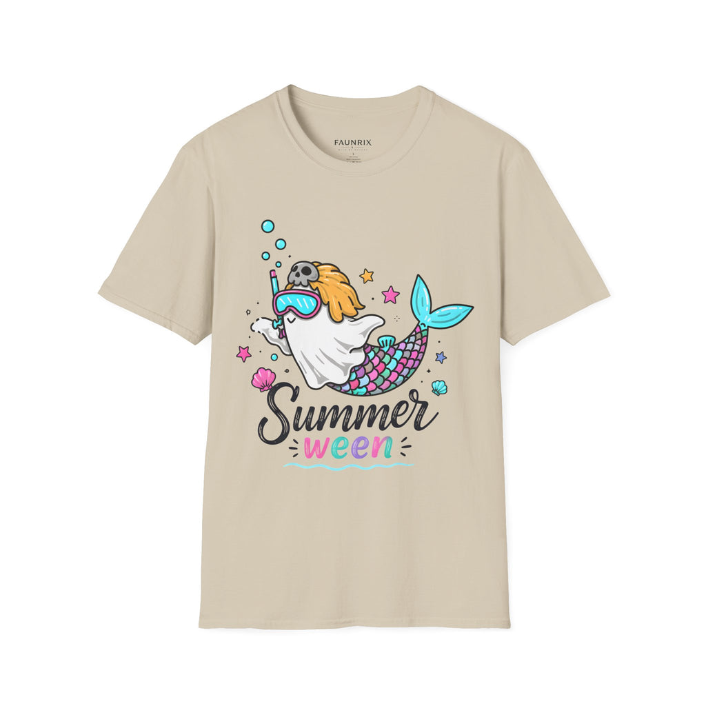 Mermaid Ghost Summerween T-Shirt — Cute Halloween Summer Mashup Tee